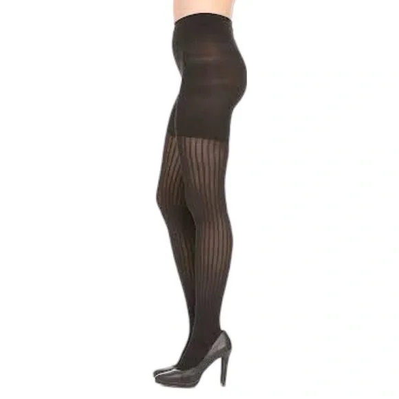 Spanx Star Power Tights Size E Black Ribbed Slimming Tummy Control Comfort - Picture 1 of 7